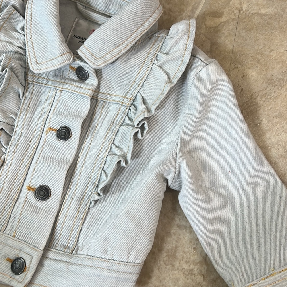 Stylish Kids Denim Jacket with Ruffle Detail - Picture 2 of 3